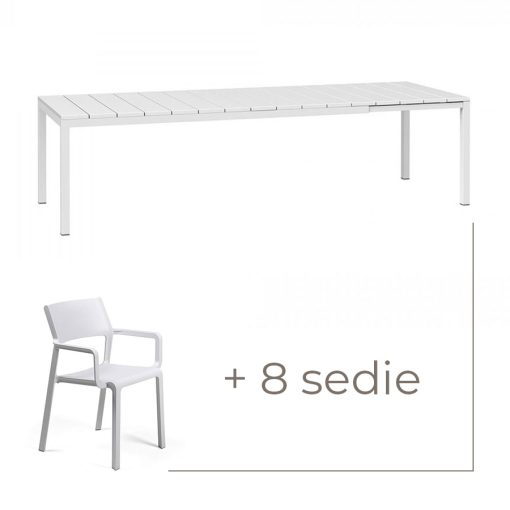 set nardi tavolo rio 8 sedie bianco